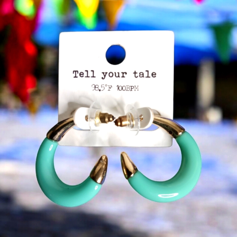 Gold & Mint Oval Coastal Claw Hoops 🌴 NEW